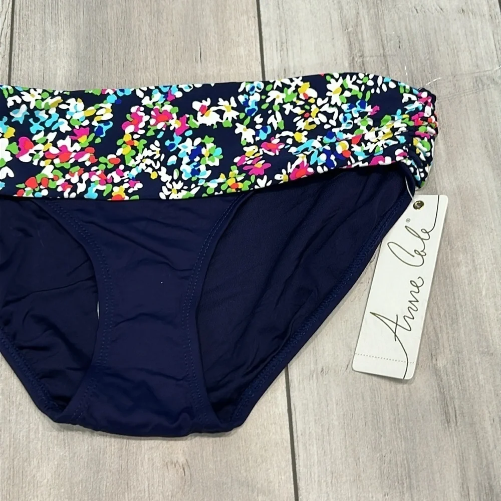 Anne Cole floral banded multi color swim bikini bottoms size XS